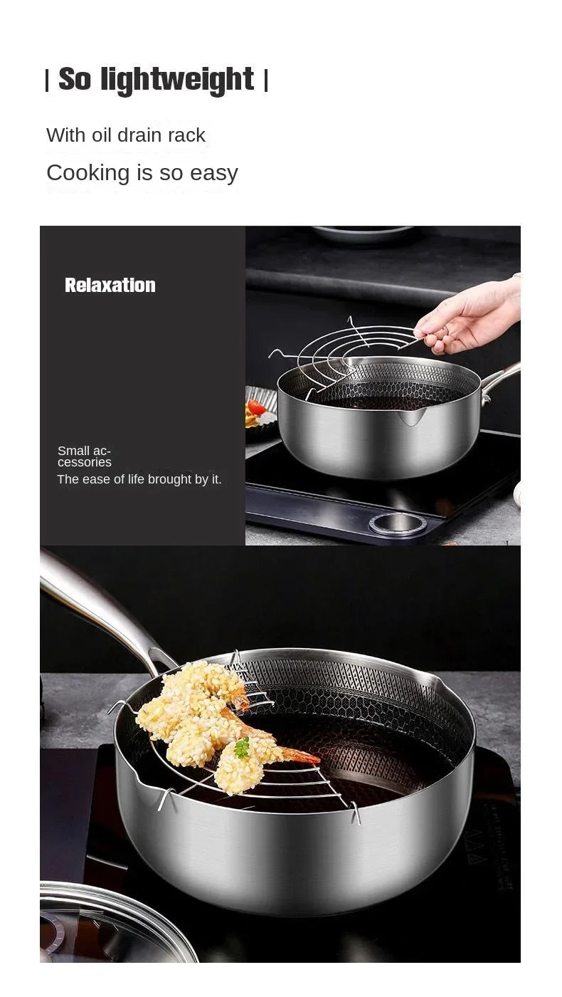 Versatile 316 Stainless Steel Pot for Home Cooking and Baby Food, Designed for Steaming, Boiling, Frying and Stir-Frying