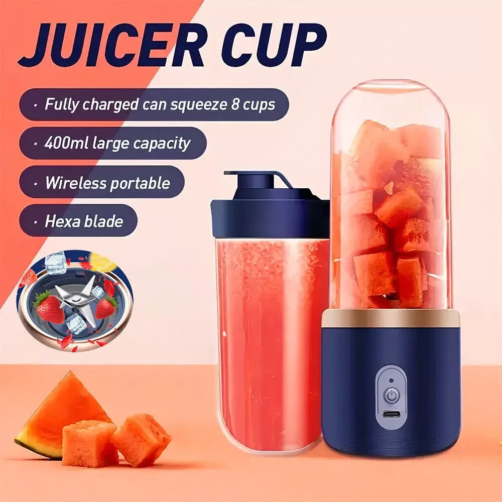 400ml 40W Juice cup Double Cup Multifunction Usb Fruit Mixe Juice Extractor Portable juicing cup/six knive double cup with cover