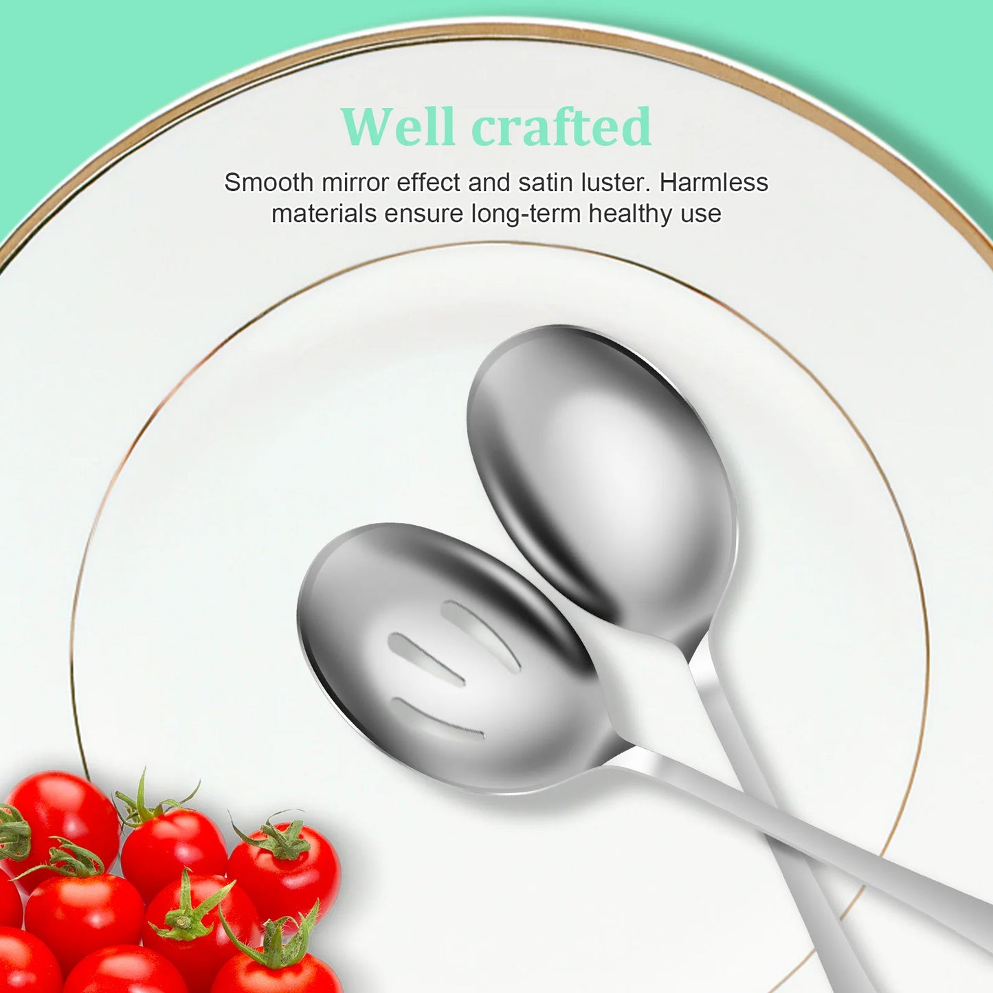 12 件套 Serving Spoons Set Includes 6 Serving Spoons and 6 Slotted Spoons Stainless Steel Buffet Spoons Dishwasher Safe Serving