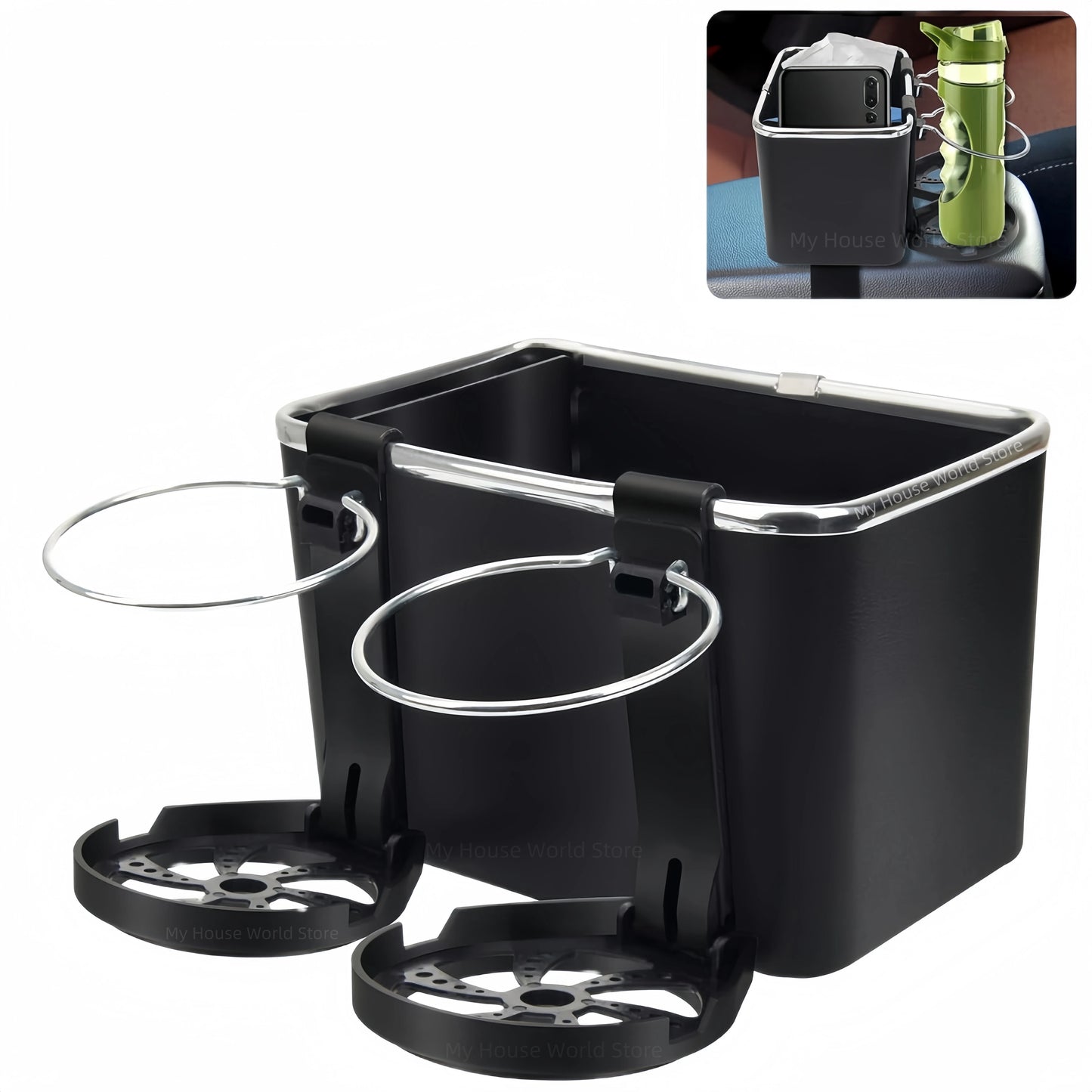 Car Armrest Storage Box Water Cup Holder Large Capacity Multifunctional Tissue Storage Car Seat Hanger Paper Towels Storage
