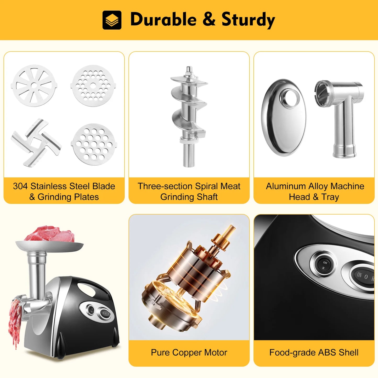 800W Electric Meat Grinder Home Multifunctional Meat Food Processor Sausage Noodles Maker Filler 190R/M