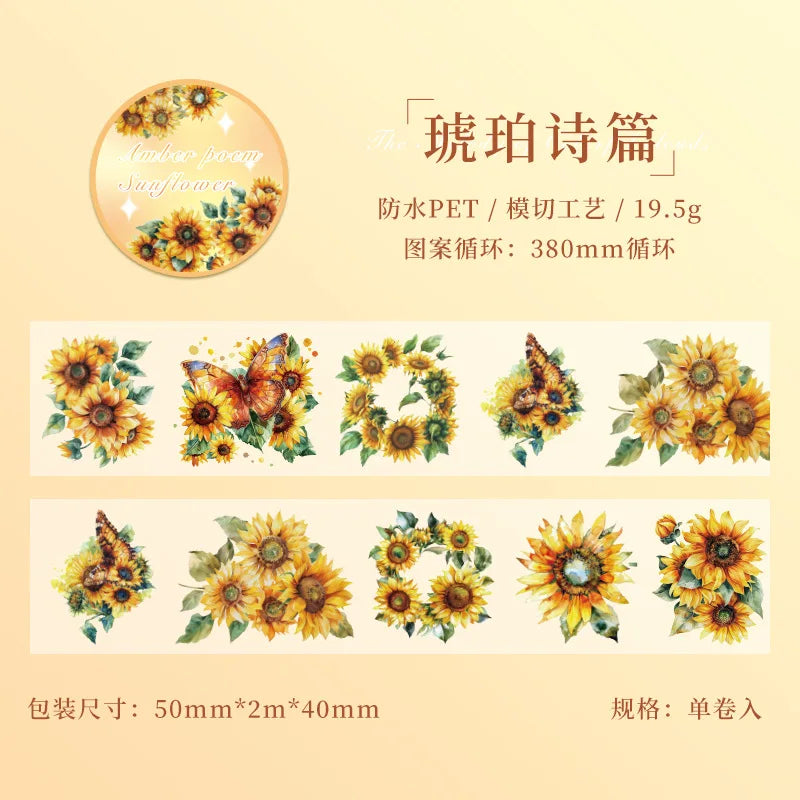 Mr. Paper 6Style 1Roll/pack Butterfly Floral Theme Tape for DIY Handbook Journal Phone Case Glass Mug Decoration