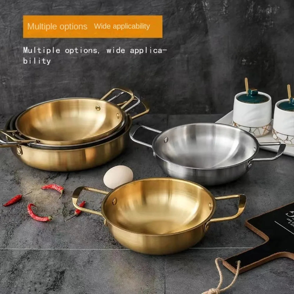 Stainless Steel Seafood Rice Pot Dry Pots with Handle Home Cooking Paella Pan Picnic Snack Plates Cookware Saucepan for Kitchen