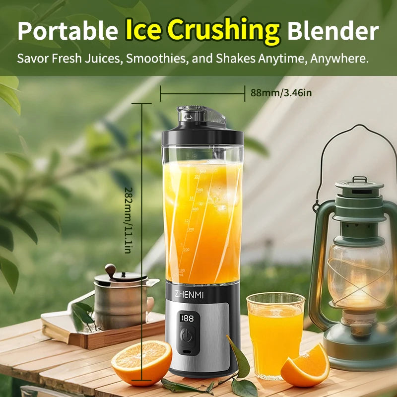Portable Ice-Crushing Blender,  600ml High-Speed Blending for Smoothies, , Shakes, Food Prep, and Frozen Blending