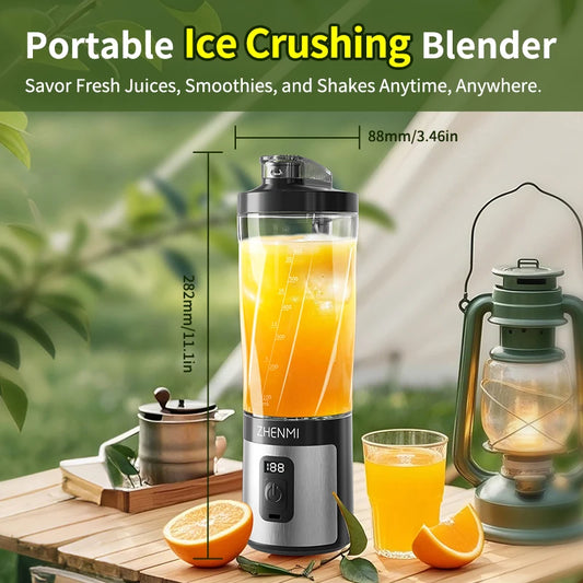 Portable Ice-Crushing Blender,  600ml High-Speed Blending for Smoothies, , Shakes, Food Prep, and Frozen Blending