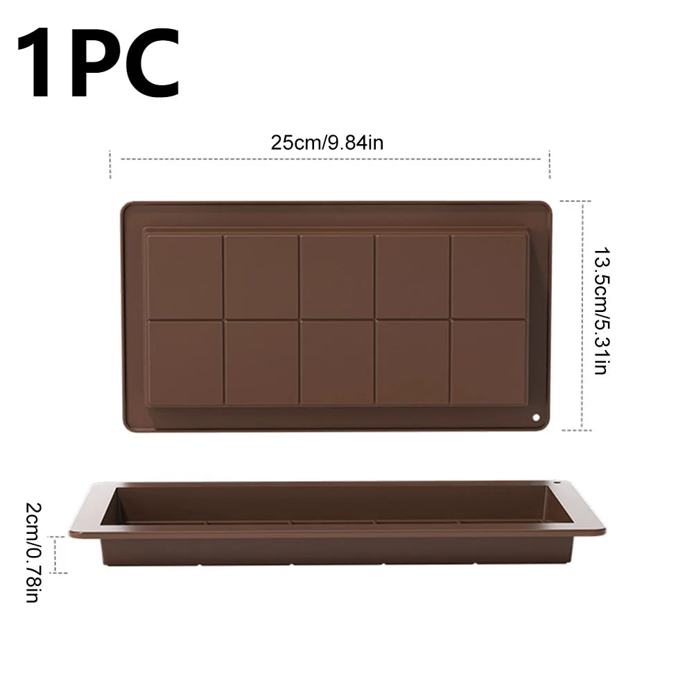 10 Grids Silicone Molding Chocolate Bar Mold Non-Stick Reusable Kitchen Deep Chocolate Mold Multipurpose Large Candy Molds