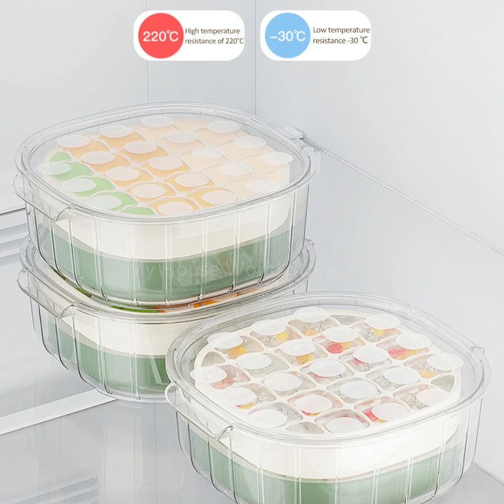 Silicone Ice Cube Tray Mould With Lid Press-Type Double Layer Ice Cube Molds Ice Maker Kitchen Household Tools Ice Storage Box