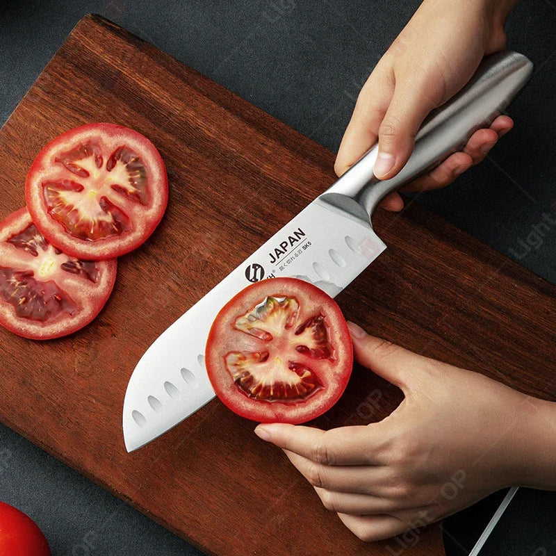 Professional Kitchen Knives Chef Chopping Knife Hollow Handle Meat Vegetable Slicing Knife Solid Wood Magnetic Knife Block