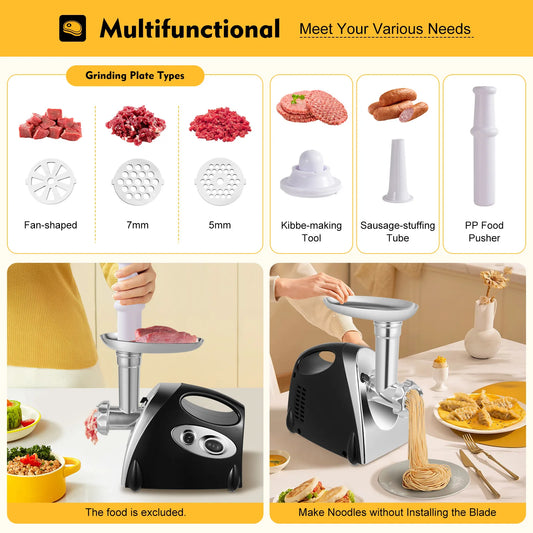 800W Electric Meat Grinder Home Multifunctional Meat Food Processor Sausage Noodles Maker Filler 190R/M