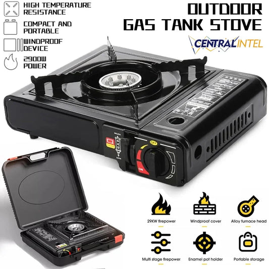 Portable Dual Fuel Camping Stove, Propane or Butane, with Carry Case, Auto Ignition Ideal for Camping Hiking BBQ and Emergencies