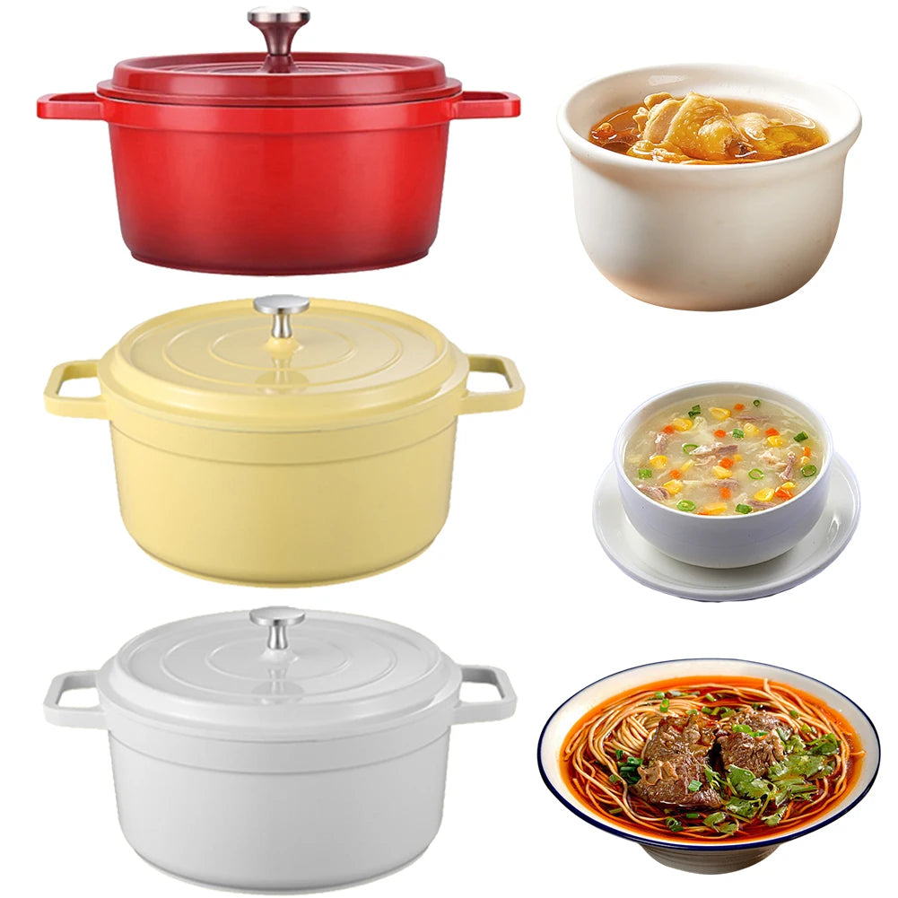 Enameled Cast Aluminum Dutch Oven with Lid Mini Cast Aluminum Pot Casserole Dutch Oven Cast Aluminum Pot Home Kitchen Utensils