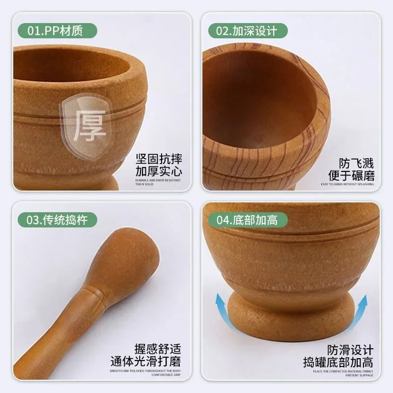 Resin Mortar Pestle Set Garlic Herb Spice Mixing Grinding Crusher Bowl Restaurant Kitchen Tools