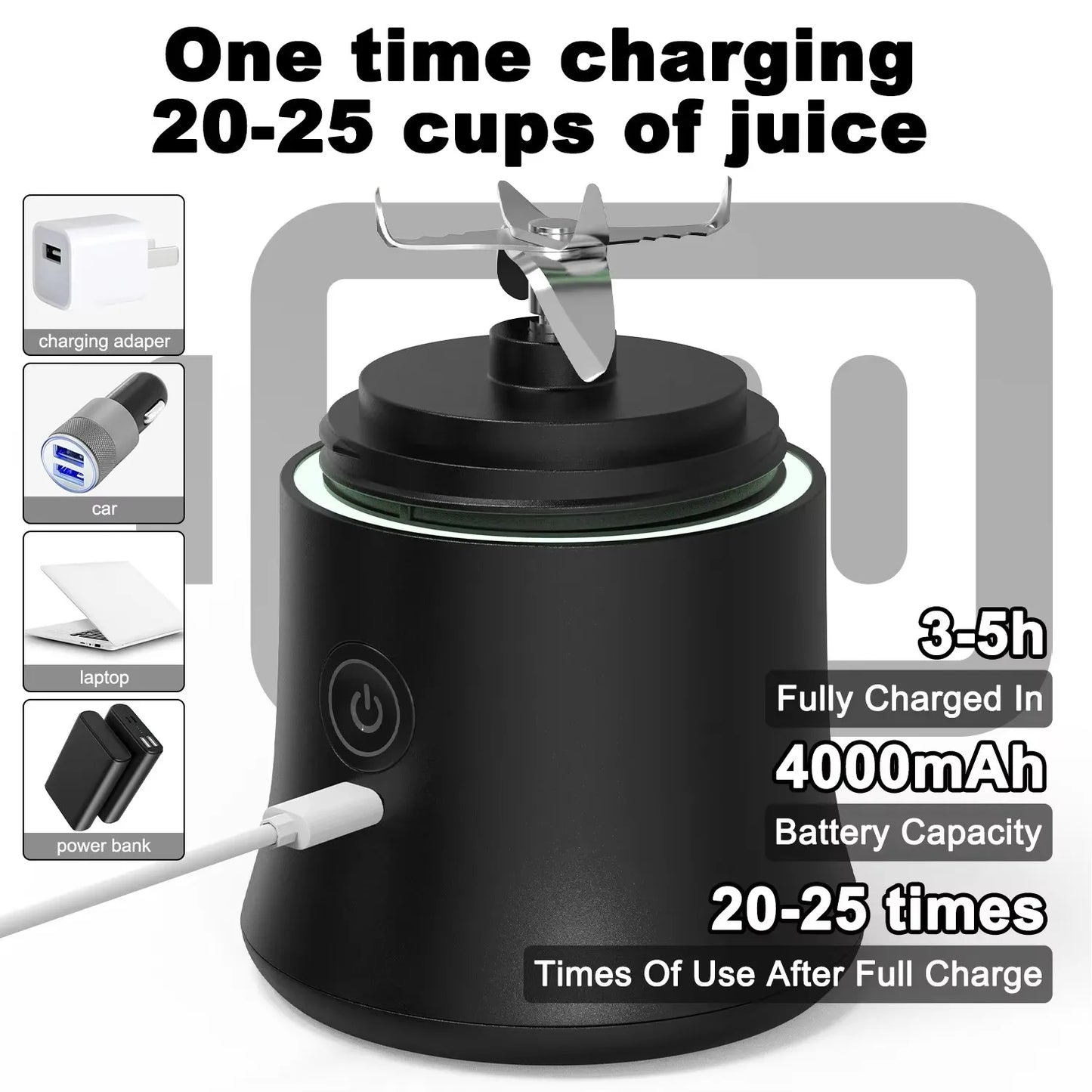 Electric Portable Juicer Mixer 600ml Mini Electric Juicer USB Rechargeable Fresh Fruit Machine Milkshake Smoothie Blender Mixing