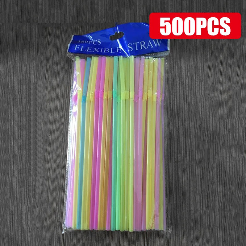 50-1000Pcs Multicolor Colorful Straws for Wedding Party Supplies Beverage Kitchen Straw Cocktail Drinking Straws