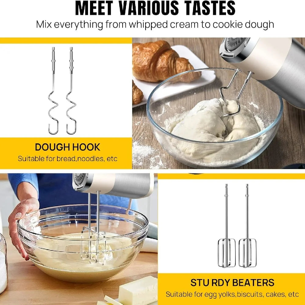 BRIEFNESS Hand Mixer Electric 2000W Kitchen Mixers Turbo Boost/Self-Control 5 Speed+Eject Button,Easy Whipping Dough，Cream,Egg