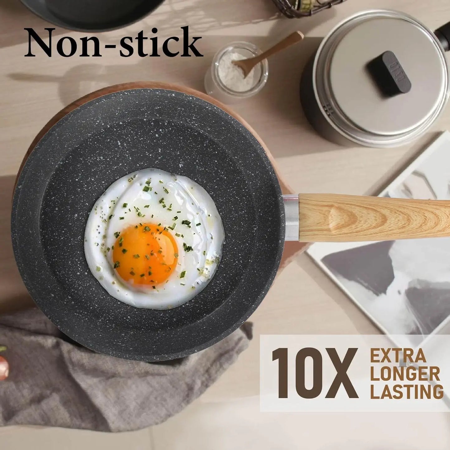Induction Cookware Sets - 12 Piece Cooking Pan Set, Gray Granite Nonstick Pots and Pans , Induction Hob Pans