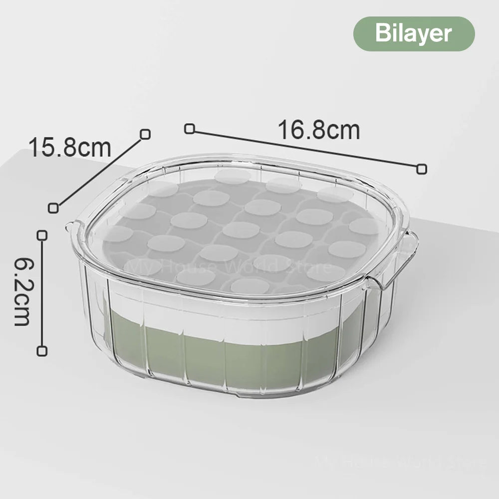 Silicone Ice Cube Tray Mould With Lid Press-Type Double Layer Ice Cube Molds Ice Maker Kitchen Household Tools Ice Storage Box