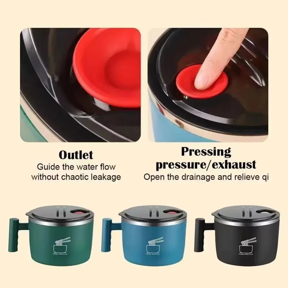 1000 ml Stainless Steel Noodle Bowl with Lid & Handle Ramen Bowl Instant Bowl for Outdoor Activity Picnic Office home