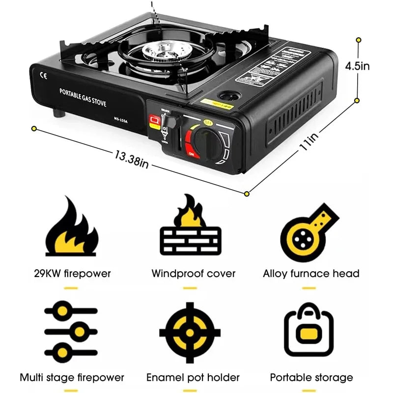 Portable Dual Fuel Camping Stove, Propane or Butane, with Carry Case, Auto Ignition Ideal for Camping Hiking BBQ and Emergencies