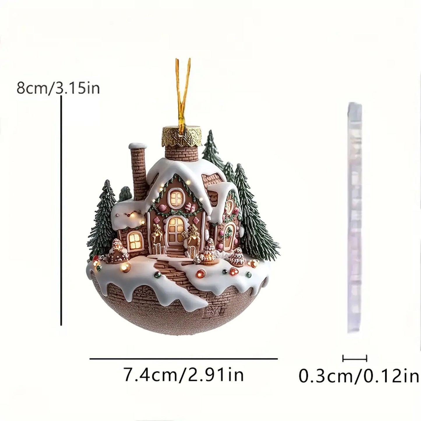 Christmas Coffee Cup Ornaments Christmas Snow Houses Chocolate Mug Pendant 8cm/3.14inch Christmas tree pendant decoration