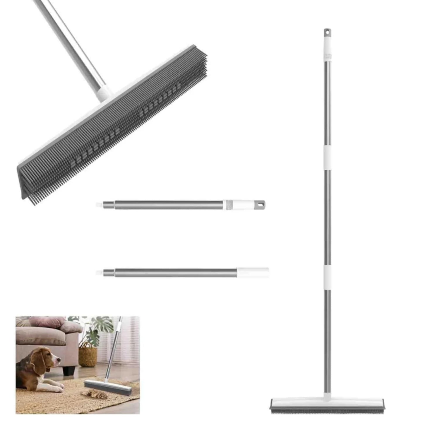 BRIEFNESS Cleaning brush 120 cm long handle scrubber and suction pick-up with handle Silicone broom Interior with squeegee