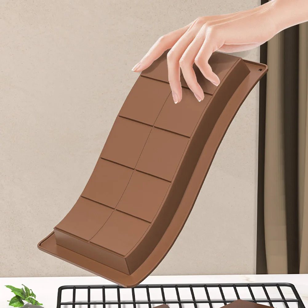 10 Grids Silicone Molding Chocolate Bar Mold Non-Stick Reusable Kitchen Deep Chocolate Mold Multipurpose Large Candy Molds