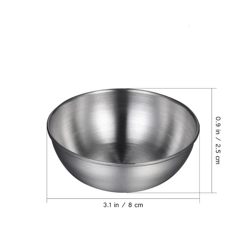 Stainless Round Steel Seasoning Dish Hot Pot Dipping Bowl Small Food Sauce Cup Sushi Vinegar Soy Saucer Container Appetizer Tra