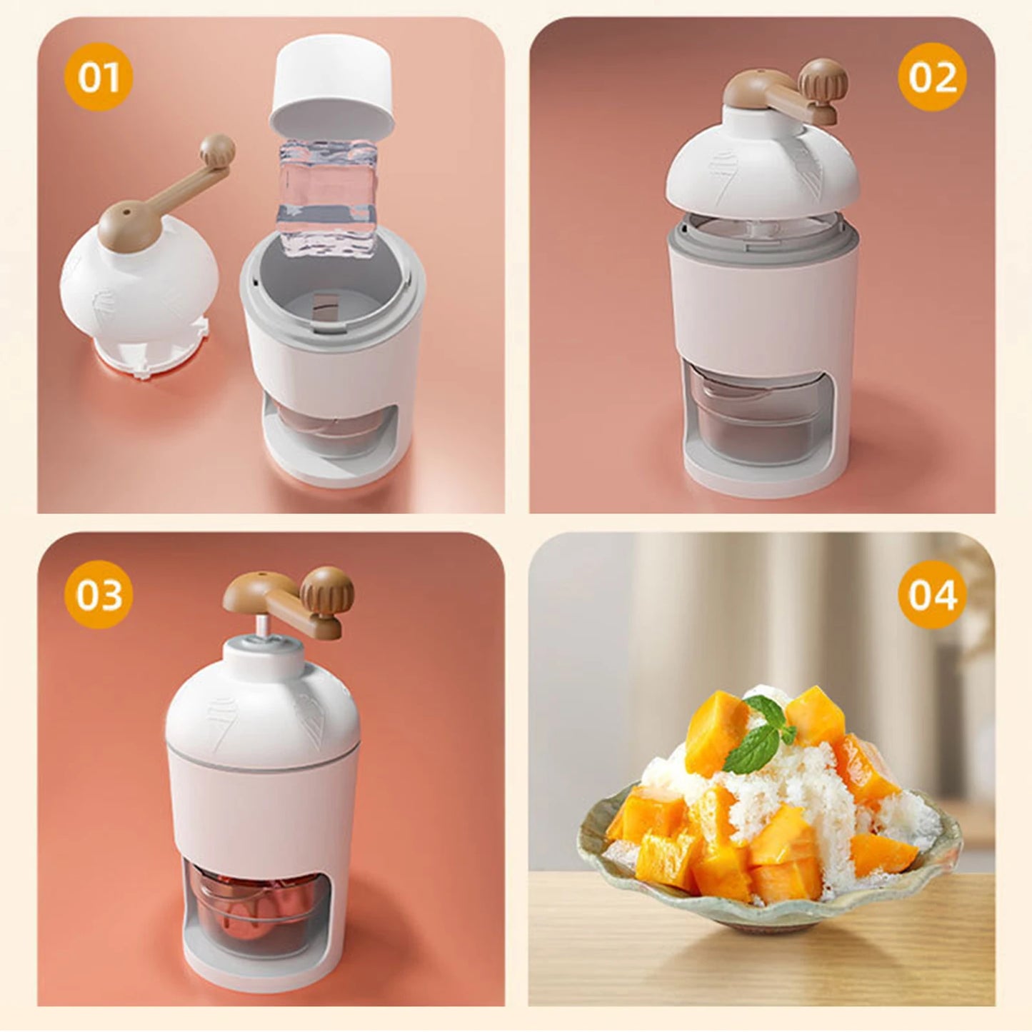 Manual Shaved Ice Crusher Mini Hand Crank Ice Crushing Machine DIY Snowcones Ice Cream Tool for Kitchen Restaurant