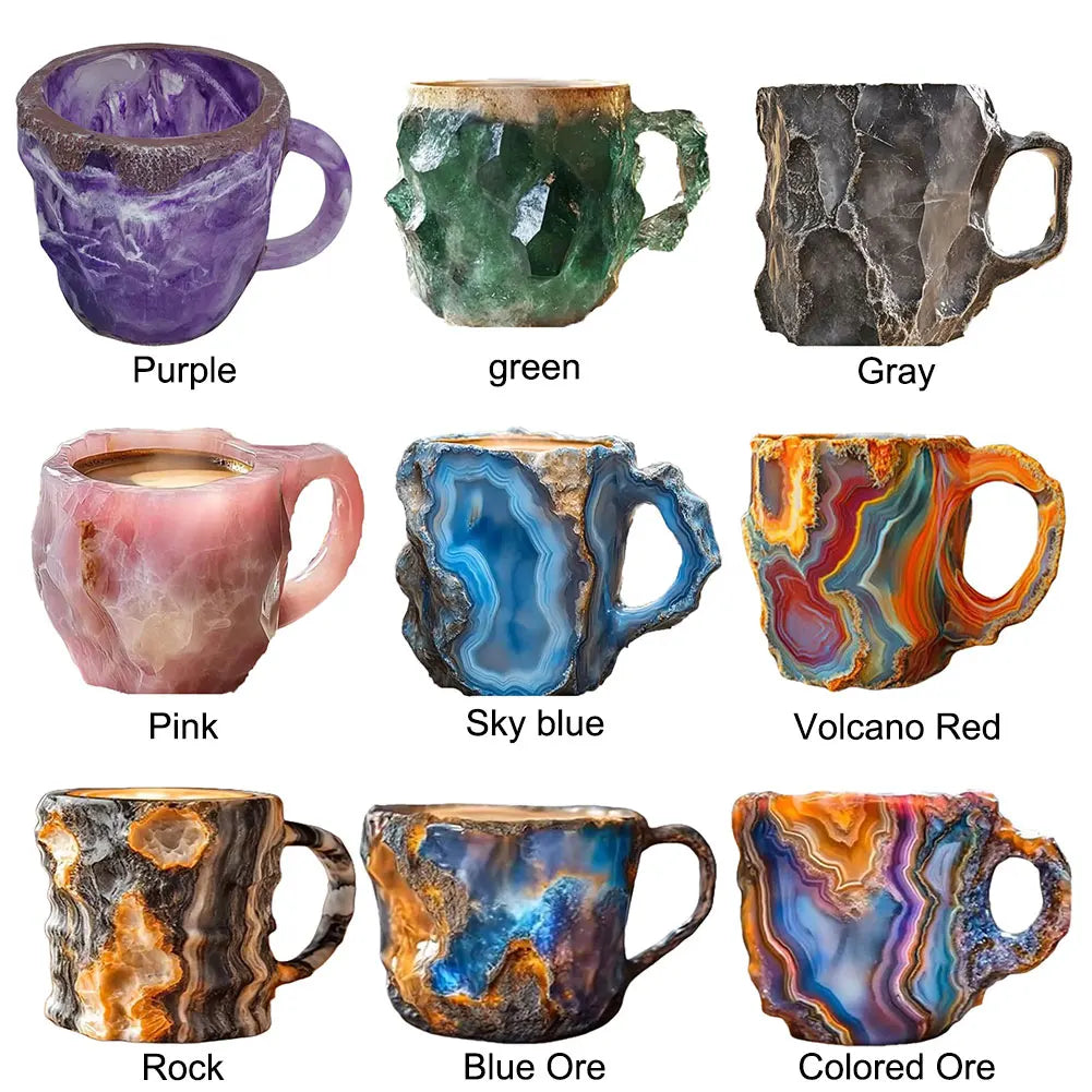 Mineral Crystal Coffee Mugs Colorful Crystal Mug Multi-use Elegant Mineral Cup Resin Tea Cup Gift for Family Friends