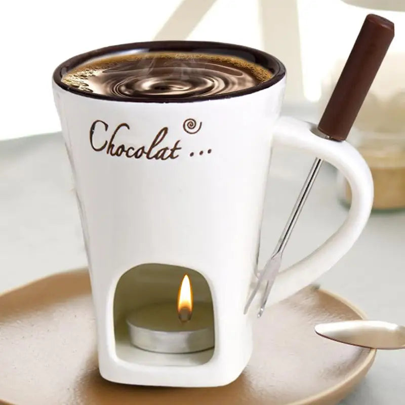 200ml Chocolate Fondue Mug Melting Cups Hot Pot Ceramic Melted Cups Butter Warmer Heating Tea Light Melt Pot For Candy Chocolate