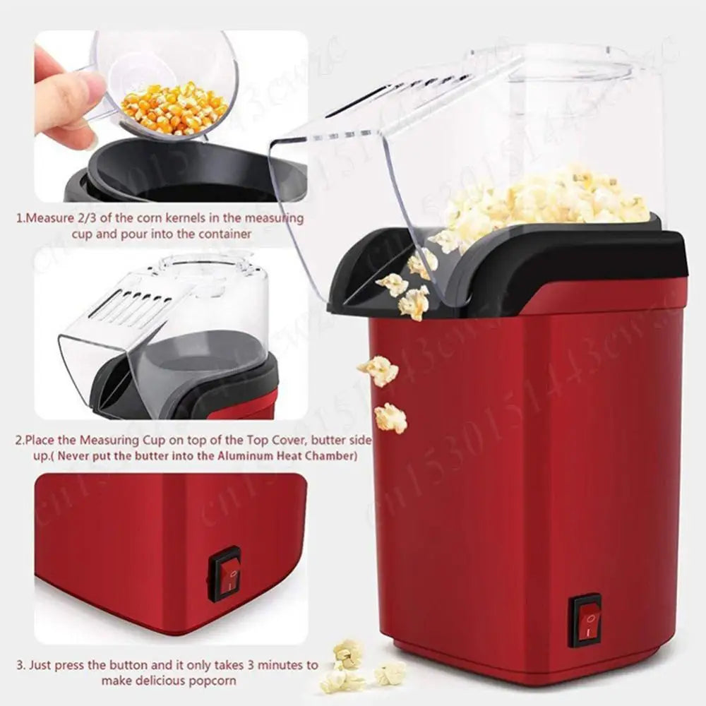 Popcorn Machine for Home Kitchen Mini Popcorn Machine High Popping Rate Fully Automatic Popcorn Machine Electric Air Popper