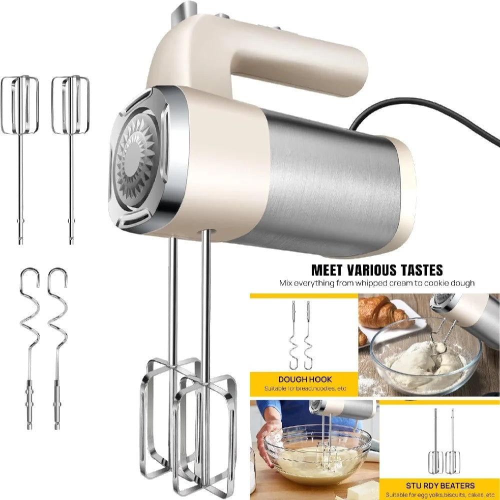 BRIEFNESS Hand Mixer Electric 2000W Kitchen Mixers Turbo Boost/Self-Control 5 Speed+Eject Button,Easy Whipping Dough，Cream,Egg