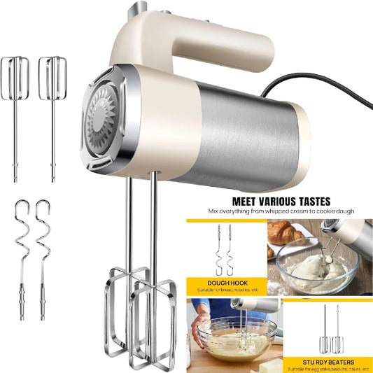 BRIEFNESS Hand Mixer Electric 2000W Kitchen Mixers Turbo Boost/Self-Control 5 Speed+Eject Button,Easy Whipping Dough，Cream,Egg