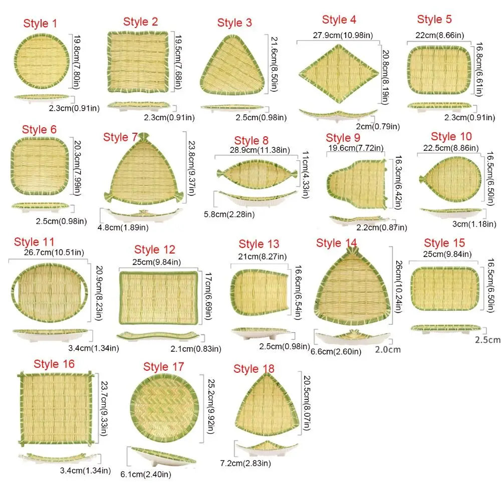 Creative Imitation Bamboo Weaving Hot Pot Vegetable Plate Melamine Multiple Styles Barbecue Plate Green Serving Plate Restaurant