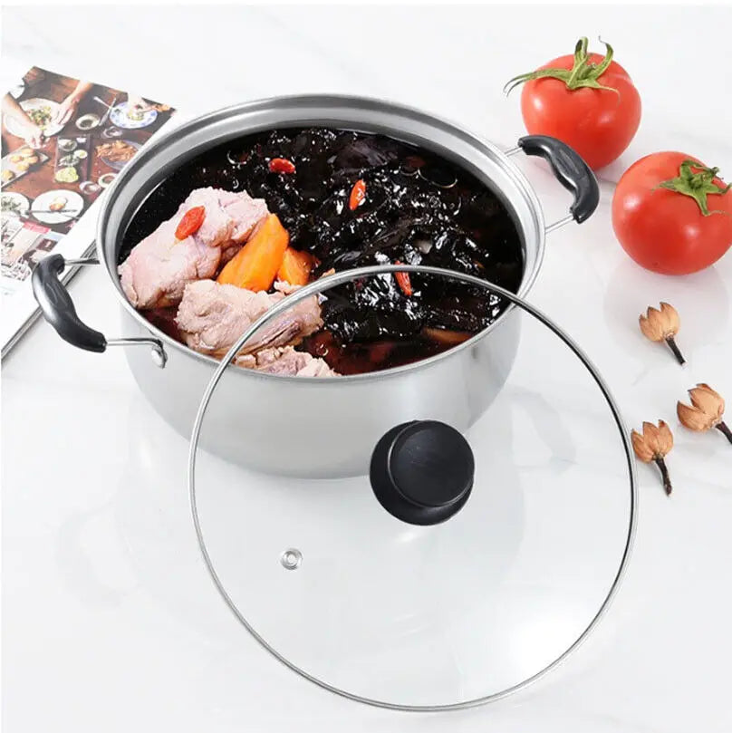 5PCS/Set Stainless Steel Saucepan Induction Cooking Pot Cooker Cookware Kitchen