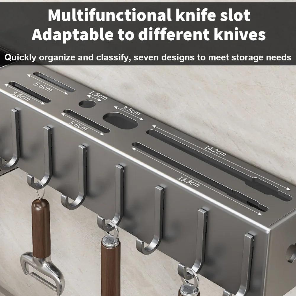 Kitchen Shelves Household Organizer Wall Mounted Rack Knife Holder Kitchen Storage Shelving Units Tableware Shelf