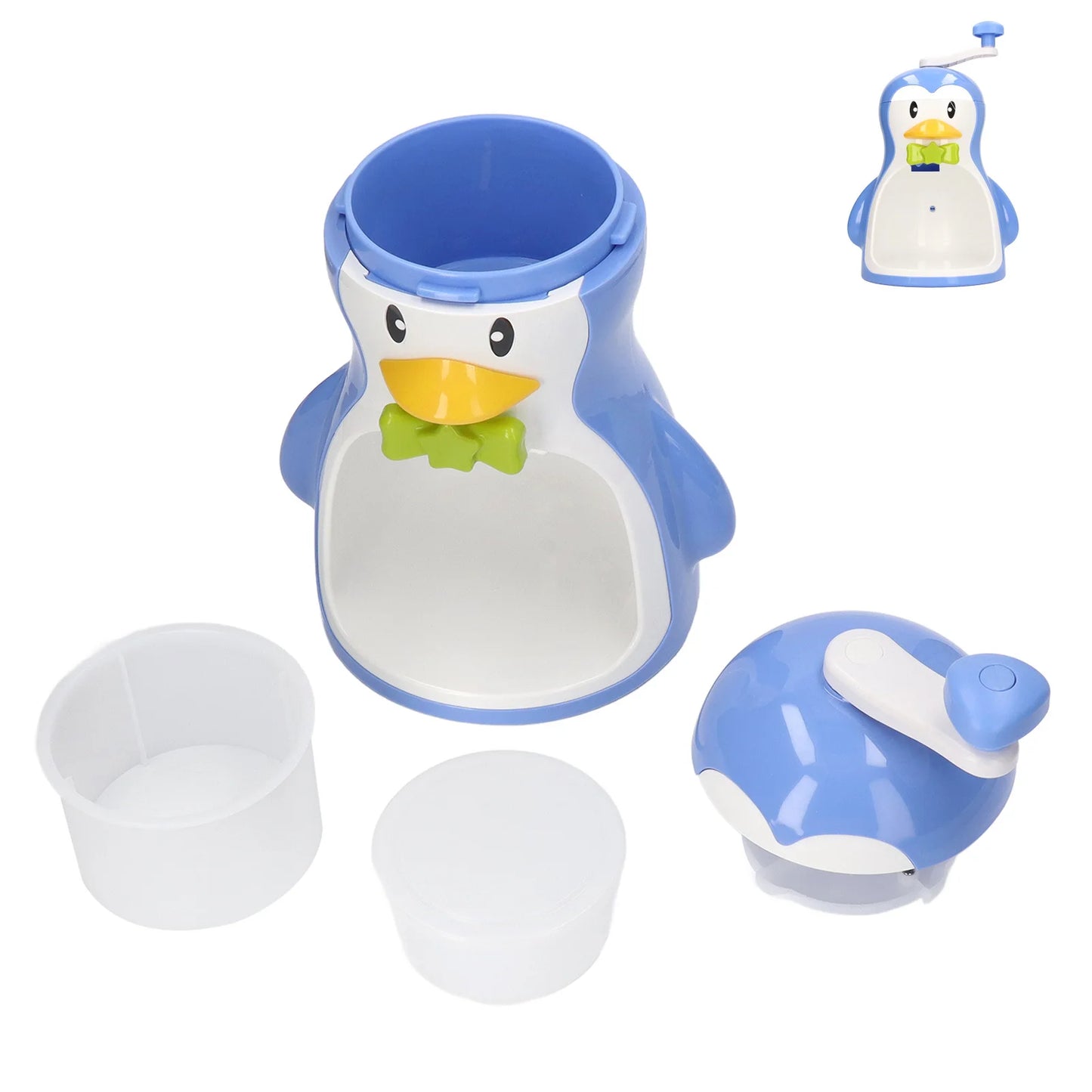 Penguin Shape Snow Cone Maker, Premium ABS Penguin Shaved Ice Machine, Portable Manual Snow Cone Maker, Ideal for Outdoor Use
