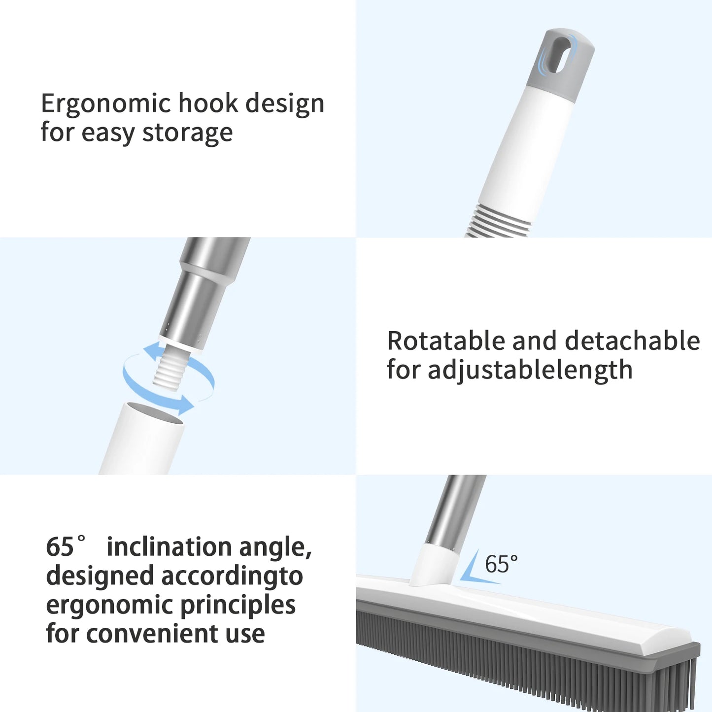 BRIEFNESS Cleaning brush 120 cm long handle scrubber and suction pick-up with handle Silicone broom Interior with squeegee