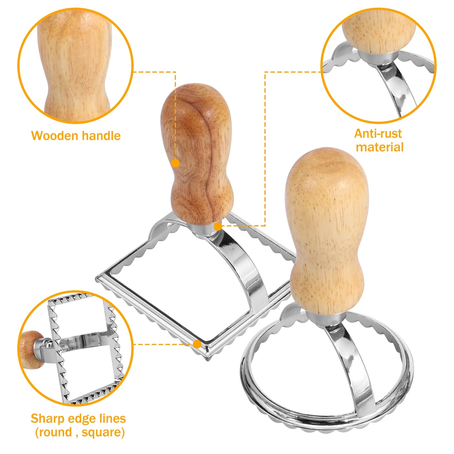 5 件套 Ravioli Cutter Stamp Mold Set Aluminum Alloy Ravioli Pasta Cutter with Roller Wheel Set Ravioli Maker Cutter