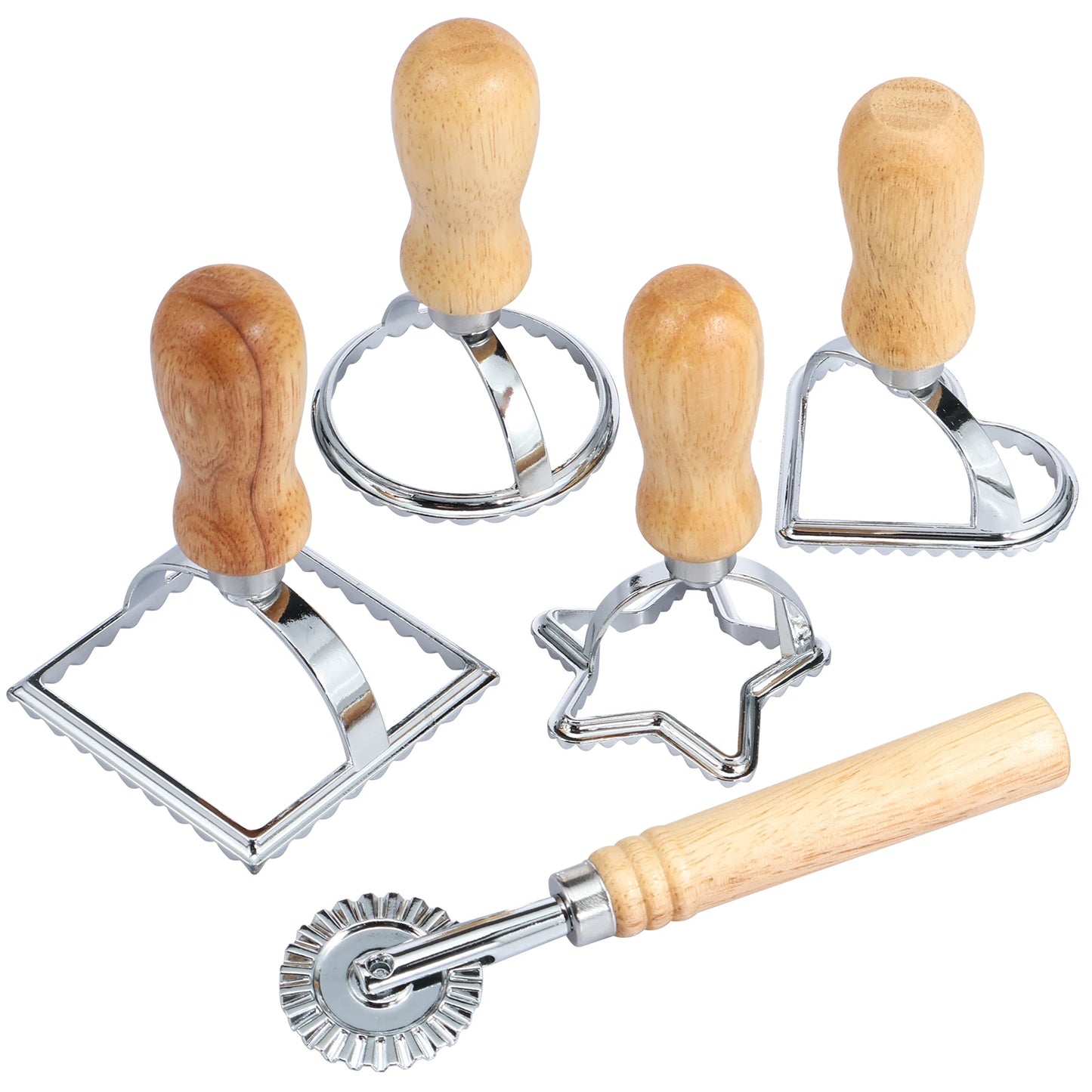 5 件套 Ravioli Cutter Stamp Mold Set Aluminum Alloy Ravioli Pasta Cutter with Roller Wheel Set Ravioli Maker Cutter
