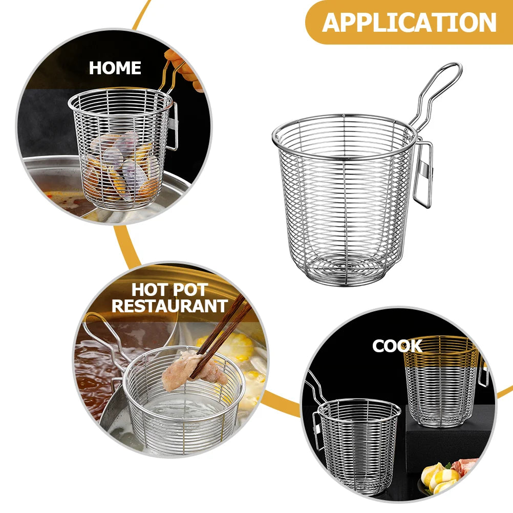 Strainer Basket Mesh Pasta Noodle Food Spoon Scoops Pot Stainless Steel Skimmer Hot Spider Spaghetti Handle Metal Strainer