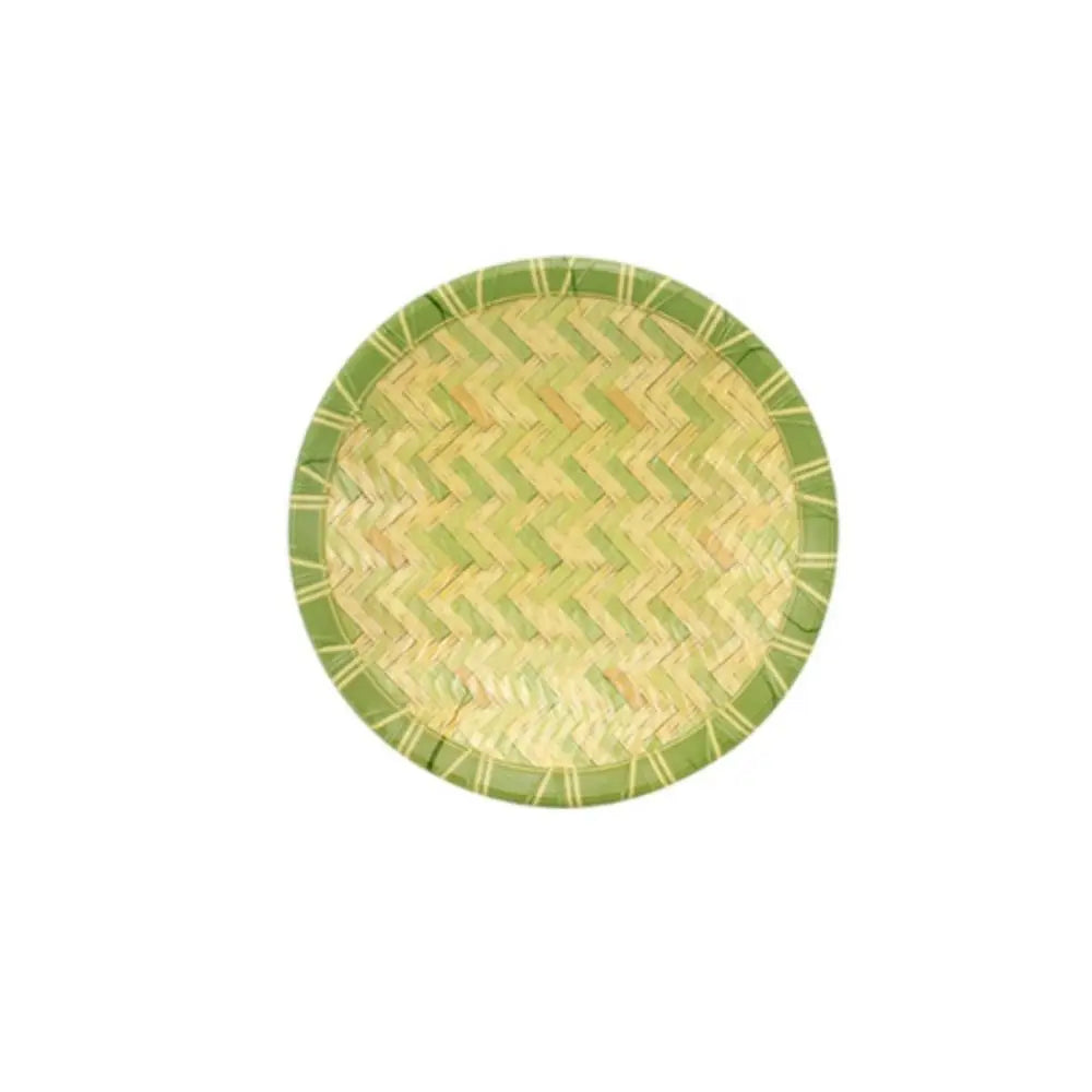 Creative Imitation Bamboo Weaving Hot Pot Vegetable Plate Melamine Multiple Styles Barbecue Plate Green Serving Plate Restaurant