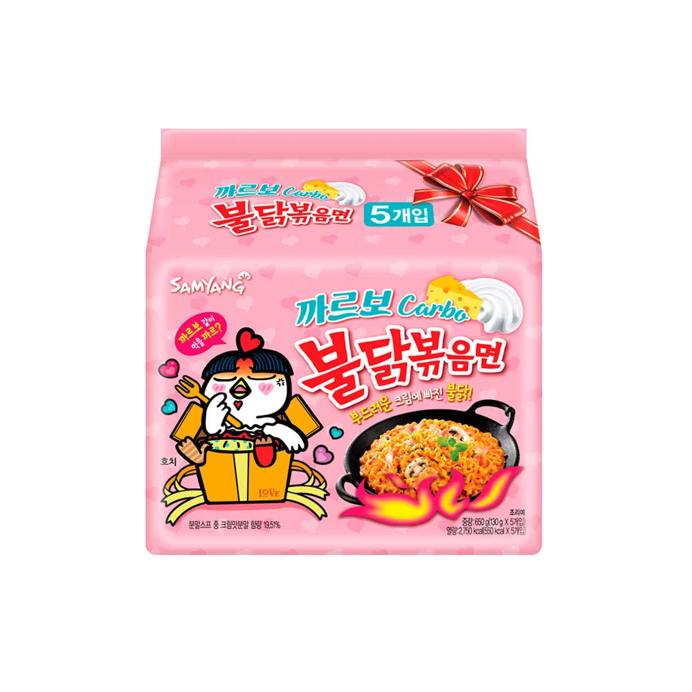 Samyang, Carbonara - flavored Hot Chicken Flavor Noodles, Pack of 5, 130g/bag
