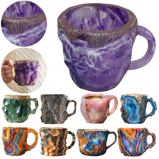 Mineral Crystal Coffee Mugs Colorful Crystal Mug Multi-use Elegant Mineral Cup Resin Tea Cup Gift for Family Friends