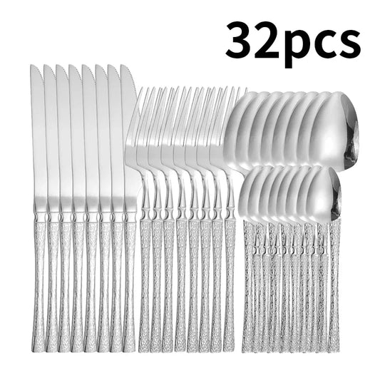4/16/32pcs stainless steel tableware set for hotel restaurant Family Kitchen party Birthday party Chafing dish warmer set Fork