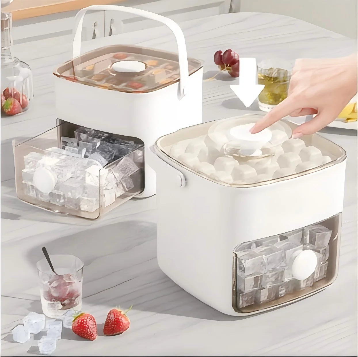 Ice makers 48 Grid ice cube maker Tray double layers Square Ice Cube Tray convenient ice cube shape Creative Ice Cube Mold Tools