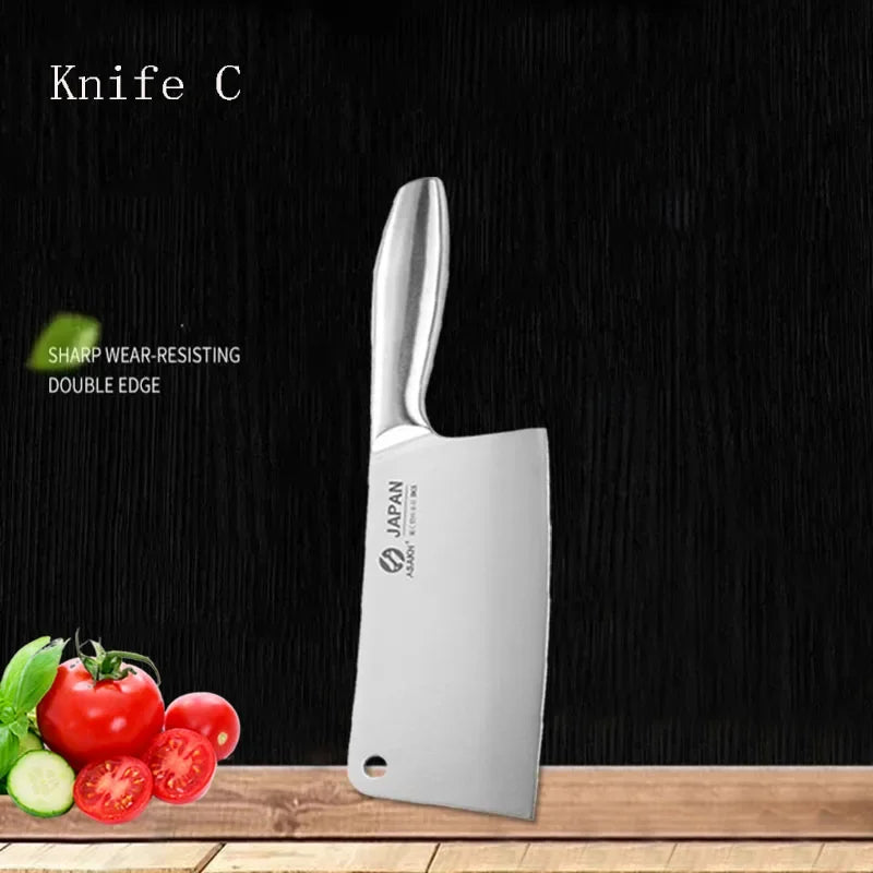Professional Kitchen Knives Chef Chopping Knife Hollow Handle Meat Vegetable Slicing Knife Solid Wood Magnetic Knife Block