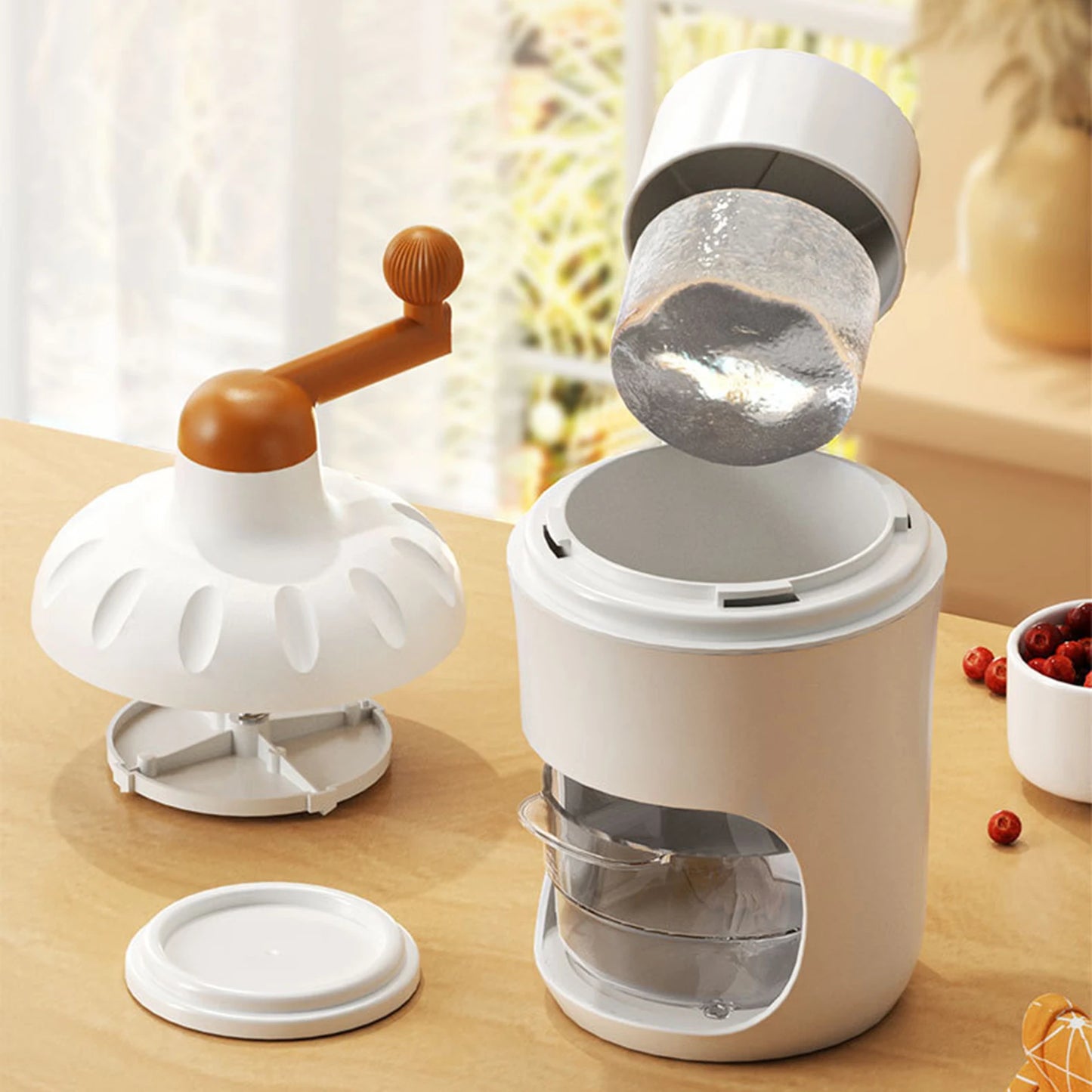 Manual Shaved Ice Crusher Mini Hand Crank Ice Crushing Machine DIY Snowcones Ice Cream Tool for Kitchen Restaurant