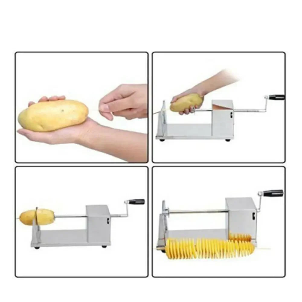 Stainless Steel Spiral Potato Potato Chips Maker Cutter Fruit Slice Kitchen Home Hand-cranked Clipping Apple Slicer