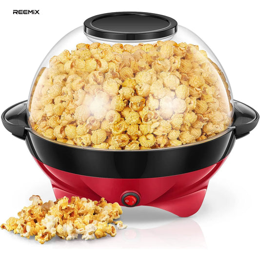Popcorn Machine, 5.5L Popcorn Popper maker, Nonstick Plate, Electric Stirring with Quick-Heat Technology, Cool Touch Handles